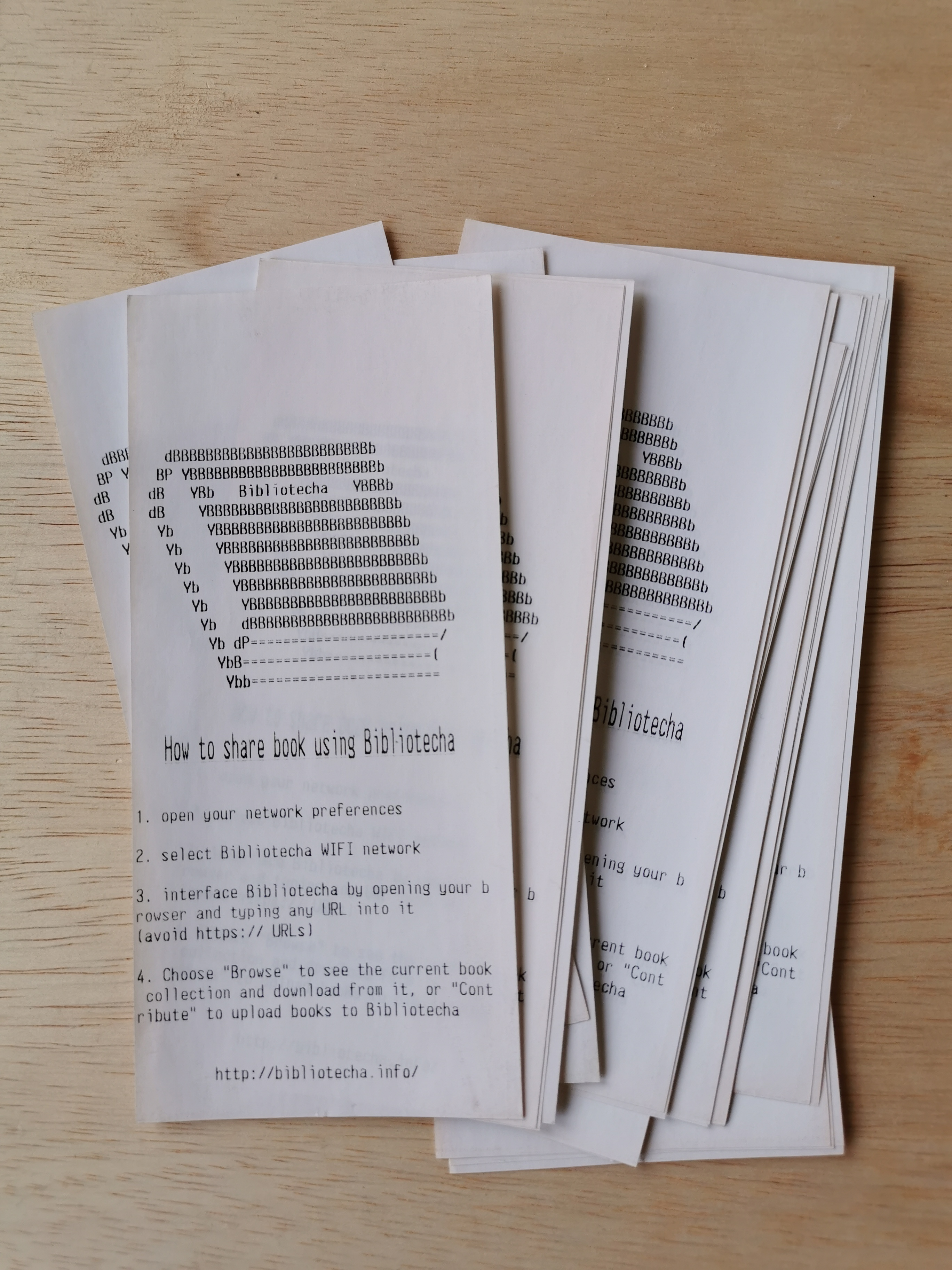 A thermal receipt print manual on how to use Bibliotecha
